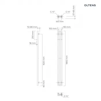 Oltens Stang (S) grzejnik łazienkowy 180x13 cm biały 55024000 + KOD RABATOWY + Wysyłka 0zł